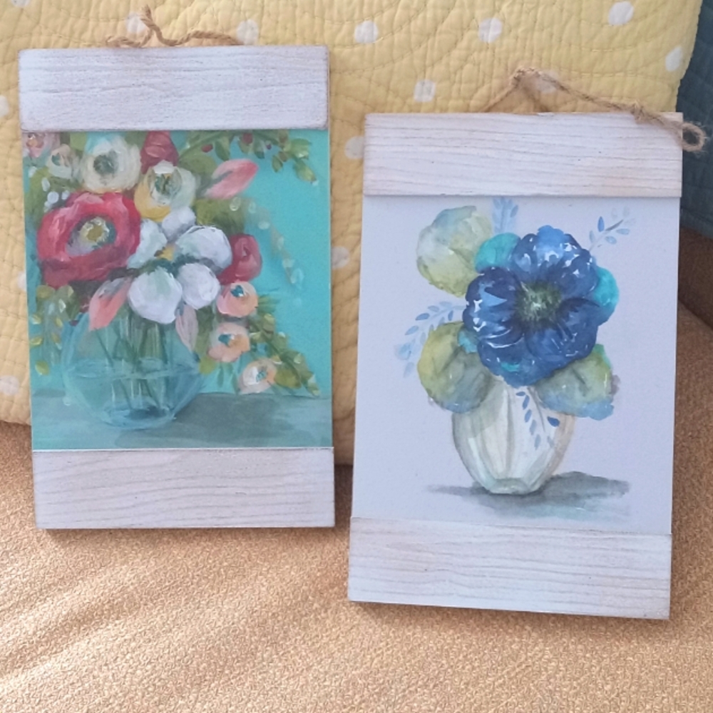Floral Wood Wall Décor, 7" x 11" (set of 2)